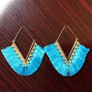 Triangular Hoop Tassel Earrings!
